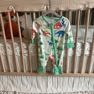 Baby One-Piece Romper Dinosaur Print with Green Trim 0-3 months